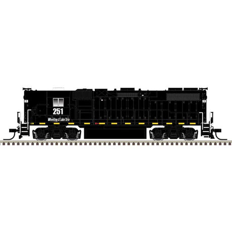 EMD GP38-2 High Nose - Standard DC - Master Silver -- Wheeling & Lake Erie #251 (black, white, yellow frame stripes)