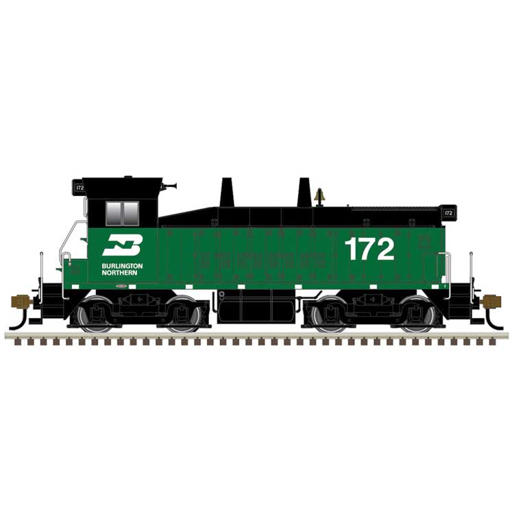 EMD SW9/1200 - Standard DC - Master(R) -- Burlington Northern #172 (Cascade Green, black, white)