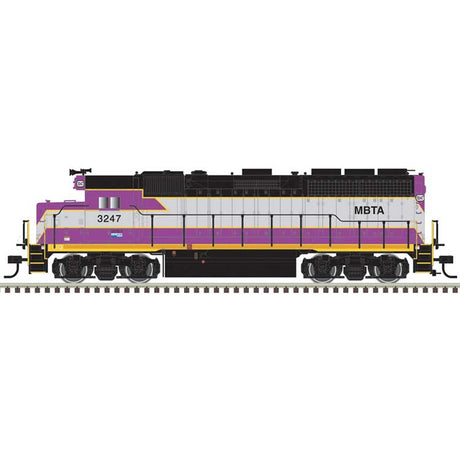 EMD GP40 - Standard DC - Master(R) -- Massachusetts Bay Transportation Authority MBTA #3247 (silver, purple, black