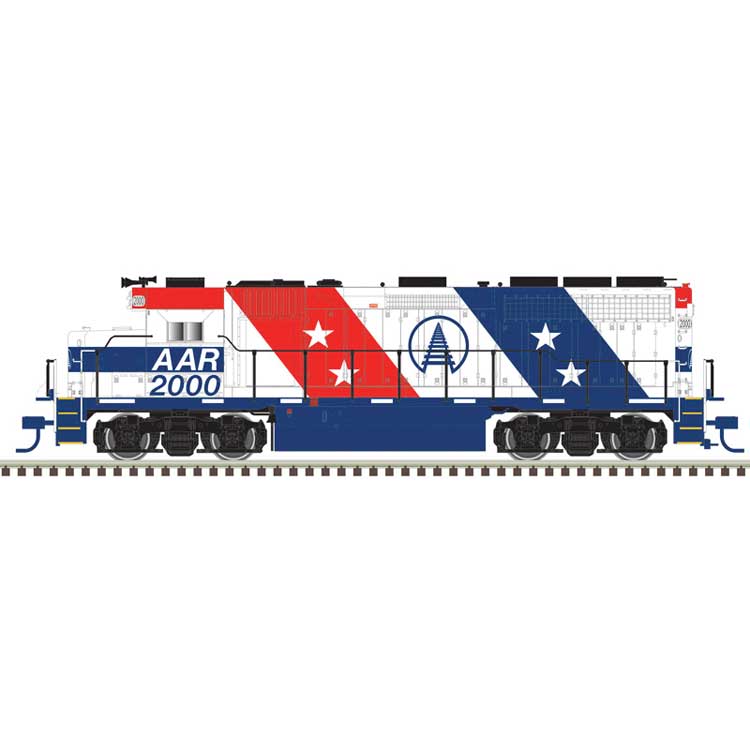 EMD GP40 - Standard DC - Master(R) -- American Association of Railroads AAR #200 (white, red, blue)