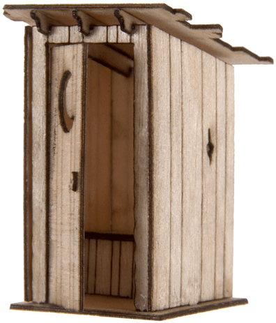 Outhouse -- Laser-Cut Wood Kit - 1/2 x 1/2 x 1"  1.3 x 1.3 x 2.5cm