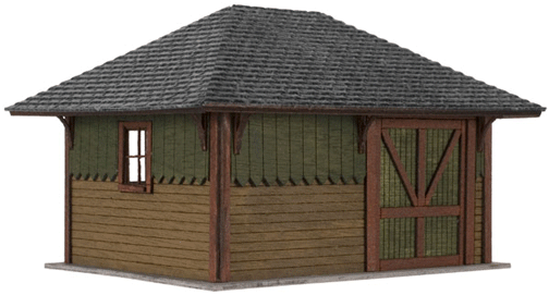 Section House -- Laser-Cut Wood Kit - 2-1/2 x 2 x 1-3/4"  6.4 x 5.1 x 4.5cm
