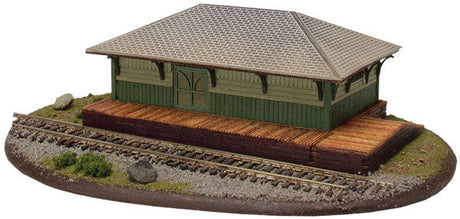 Freight Station -- Laser-Cut Wood Kit - 7-1/2 x 4-1/2 x 2-3/4"  19.1 x 11.4 x 7cm