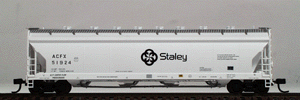 ACF 4-Bay Center Flow(R) Pressureaide(R) Covered Hopper (Ready to Run) -- Staley - 1st Number