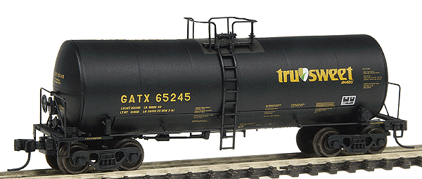 Trinity 17,600 Gallon Corn Syrup Tank Car -- Tru-Sweet/Amaizo #65245 (GATX; black w/yellow, green, white logo)