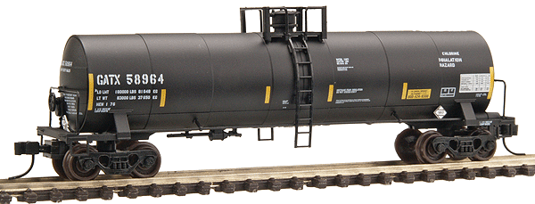 ACF 17,360 Gallon Insulated General Service Tank Car - Assembled -- GATX #58964 (Conspicuity Stripes; black, white, yellow)