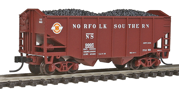 55-Ton Fishbelly Hopper w/Peaked End & Load - Ready to Run -- Original Norfolk Southern #9005 (Boxcar Red)