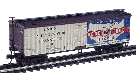 40' Wood Refrigerator Car - Assembled -- IGA Food Stores #16804 (cream, blue, red, brown)