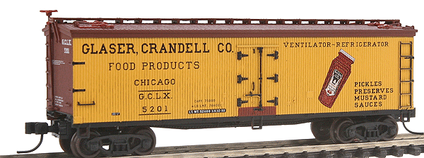 Atlas MasterLine(R) 40' Wood Reefer -- Glasser, Crandell Co #5201 (yellow, brown, black)