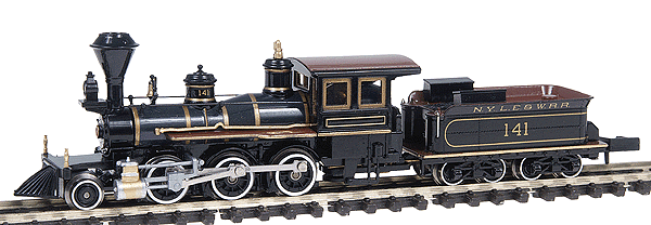 2-6-0 Mogul - Standard DC w/Rapido Couplers -- New York, Lake Erie & Western #141 (black, gold, red, Russian Iron)