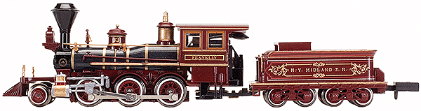2-6-0 Mogul - Standard DC w/Rapido Couplers -- New York & Oswego Midland "Franklin" #33 (maroon)