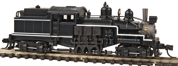 2-Truck Shay - Standard DC - Master(TM) -- Painted, Unlettered (black, white stripes)