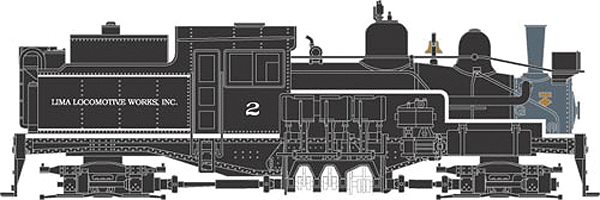 2-Truck Shay - Standard DC - Master(TM) -- Lima Locomotive Works #2 (black, white)
