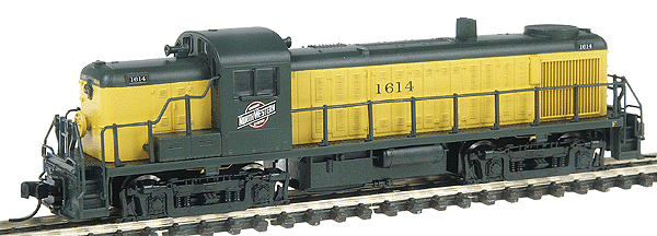 Alco RS3 - Standard DC -- Chicago & North Western #1614 (yellow, green)