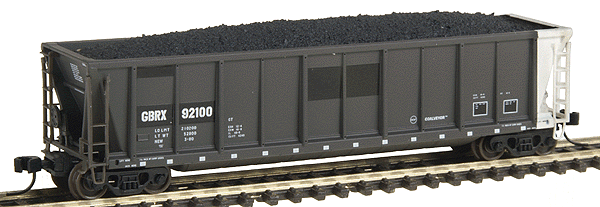 Coalveyor Bathtub Gondola - Assembled w/AccuMate(R) Couplers -- GBRX - Greenbriar Leasing (black w/white end)
