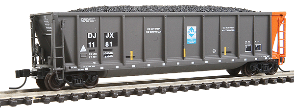 Master(TM) Coalveyor Bathtub Gondola - Ready to Run -- David J. Joseph DJJX #1181 (black, orange, yellow Conspicuity Markings)