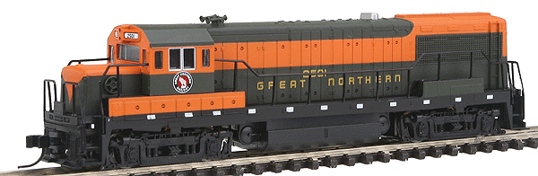 GE U25B Phase 2A - Standard DC - Master(R) -- Great Northern #2501 (green, Omaha Orange)