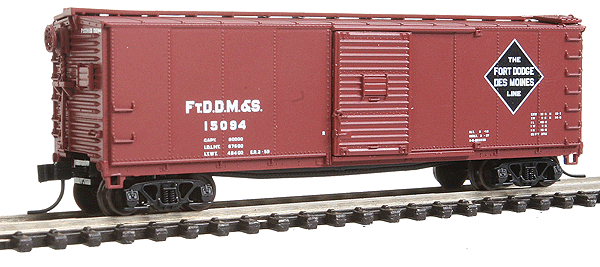 Master(R) USRA 40' Rebuilt Steel Boxcar - Ready to Run -- Fort Dodge, Des Moines & Southern #15094 (brown, Large Diamond Logo)