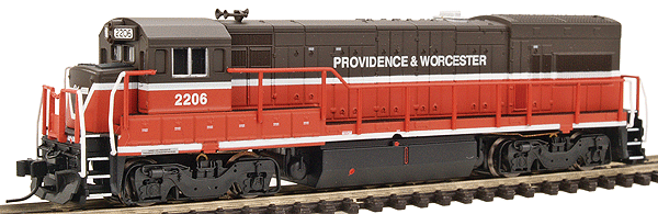GE U23B - Standard DC - Master(R) -- Providence & Worcester #2206 (brown, orange, white)