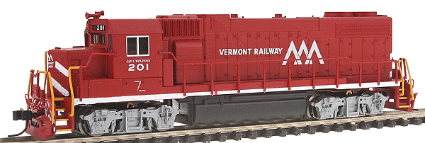 EMD GP38-2 Low Nose - Standard DC - Master(R) -- Vermont Railway #201 (red, white)