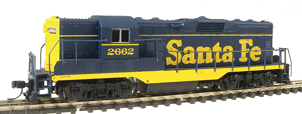 EMD GP7 Phase I - Standard DC -- Santa Fe #2662 (blue, yellow)