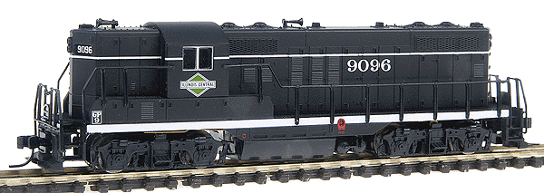EMD GP9 Phase II - Standard DC -- Illinois Central #9096 (black, white, green diamond herald)