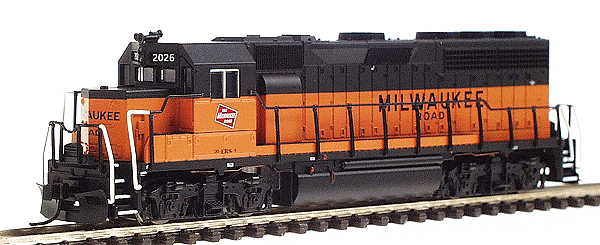 EMD GP40 Low Hood - Standard DC - Master(R) -- Milwaukee Road #2026 (black, orange)