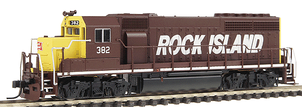 EMD GP40 Low Hood, No Dynamic Brakes - Standard DC - Master(R) -- Rock Island #382 (maroon, yellow)