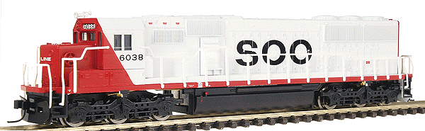 Diesel EMD SD60 Powered - No Decoder -- Soo Line #6038 (white, red, black)
