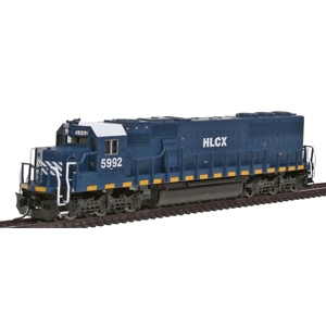 Diesel EMD SD60 Powered w/Decoder -- Helm Leasing #5992 (blue, white, black)