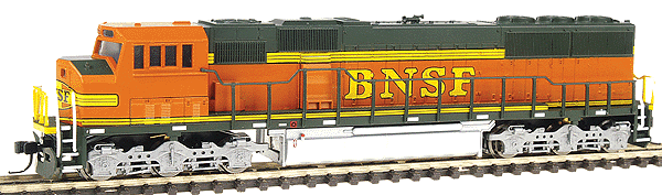 EMD SD60M 2 Window Cab - Standard DC - Master(R) -- Burlington Northern Santa Fe - Painted (orange, yellow, green), No Unit Numb