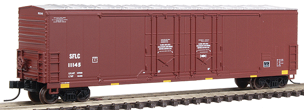 Atlas Master Line(R) Evans 53' Double Plug Door Boxcar -- Burlington Northern Santa Fe (SFLC) "Conspicuity Stripes" #11145 (brn,wht,