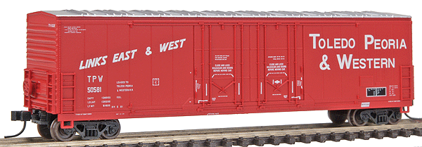 Atlas Master Line(R) Evans 53' Double Plug Door Boxcar -- Toledo, Peoria & Western "Links East & West" #50581 (rerd, white)