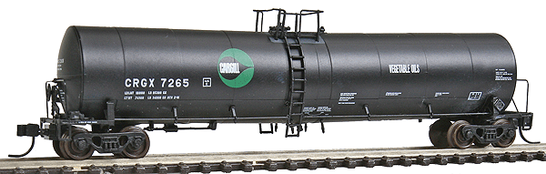 Master Trinity 25,500-Gallon Tank Car - Ready to Run -- Cargill #7265 (black, Green Logo, Vegetable Oils Lettering)