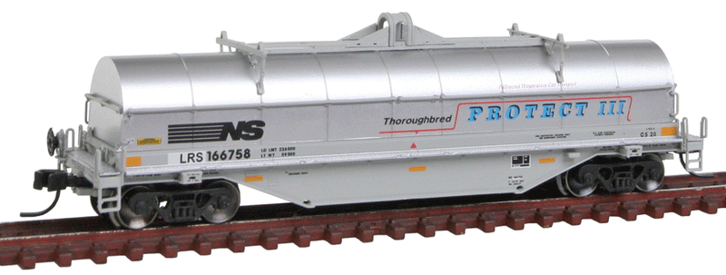 42' Coil Steel Car - Ready to Run - Master -- Laurinburg & Souther #166758 (Patched ex-NS Protect, gray, blue, red)