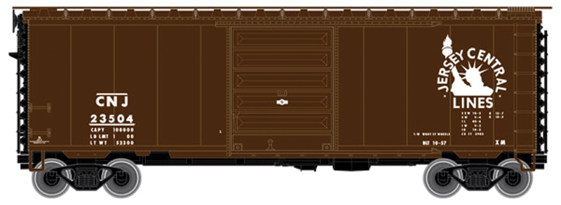40' PS-1 Boxcar w/8' Door & 12 Stiffener Roof - Ready to Run -- Central Railroad of New Jersey #23504 (Boxcar Red, Liberty Logo)