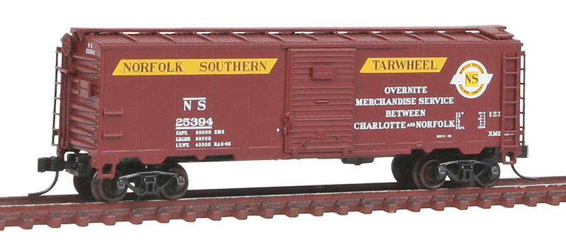 1932 ARA 40' Steel Boxcar - Ready to Run - Master(R) -- Original Norfolk Southern #25394 (Tarwheeel Overnight, Boxcar Red, yellow)