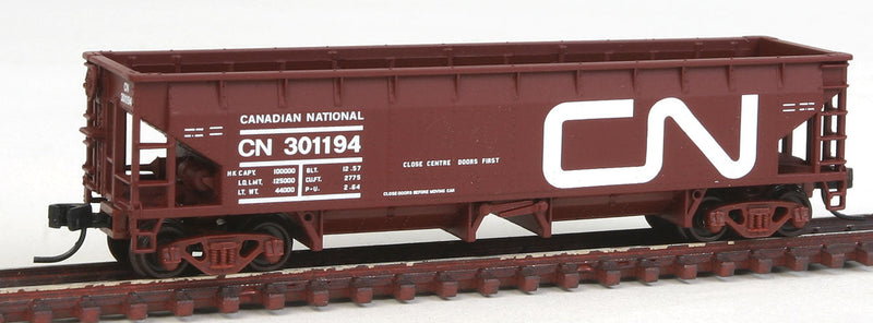 70-Ton Hart Ballast Car - Ready to Run - Master(R) -- Canadian National #301194 (Boxcar Red, white, Large Noodle)
