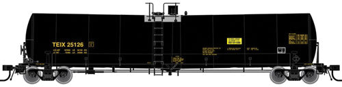 Trinity 25,500-Gallon Tank Car - Ready to Run - Master(R) -- Transportation Equipment TEIX #25116 (black, yellow Conspicuity Markings)
