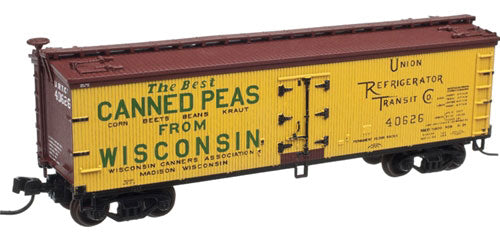 40' Wood Reefer - Ready to Run - Master(R) -- Wisconsin Canners Association URTC #40625 (yellow, Boxcar Red, green)