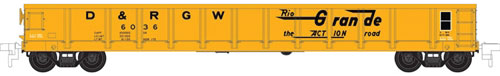 Evans 52' Gondola - Ready to Run -- Denver & Rio Grande Western #6036 (orange, black; Action Road Slogan)
