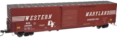 ACF 60' Single-Door Auto Parts Boxcar - Ready to Run -- Western Maryland #495975 (Boxcar Red, white, Speed Lettering)