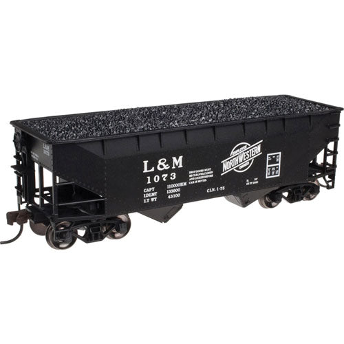 2-Bay Offset-Side Hopper w/Flat Ends & Load - Ready to Run - Master(R) -- Litchfield & Madison #1001 (black, Large CNW Logo)