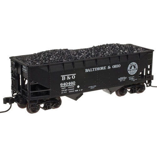 2-Bay Offset-Side Hopper w/Flat Ends & Load - Ready to Run - Master(R) -- Baltimore & Ohio #640490 (black, 13 Great States Logo)