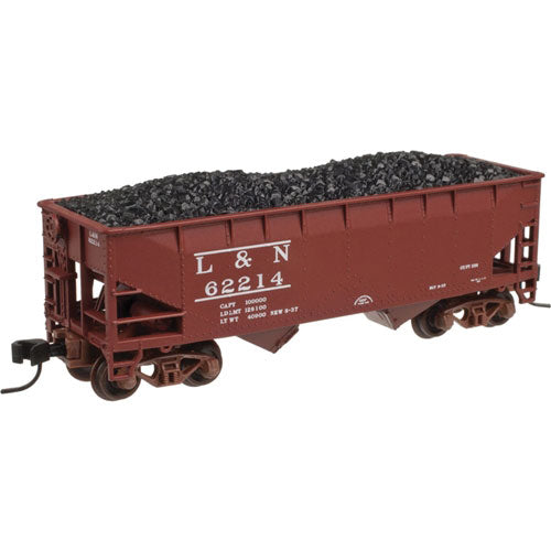 2-Bay Offset-Side Hopper w/Flat Ends & Load - Ready to Run - Master(R) -- Louisville & Nashville #62504 (Boxcar Red)