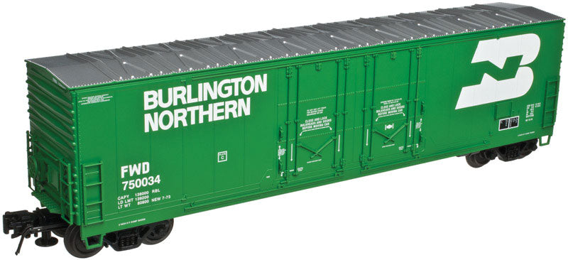 Evans 53' Double Plug-Door Boxcar - Ready to Run - Master(R) -- Burlington Northern #750002 (Cascade Green, white, Large Logo)