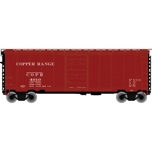 PS-1 40' Boxcar w/6' Door - Ready to Run - Master(R) -- Copper Range #4010 (Boxcar Red, black)