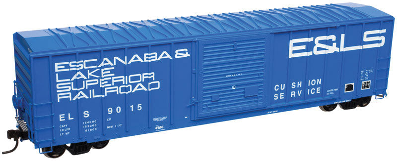 FMC 5077 Single-Door Boxcar - Ready to Run -- Escanaba & Lake Superior #9000 (blue, white)
