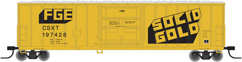 Fruit Growers Express 50' Plug-Door Boxcar - Ready to Run -- CSX FGE #197428 (yellow, black, FGE Solid Gold Logo)