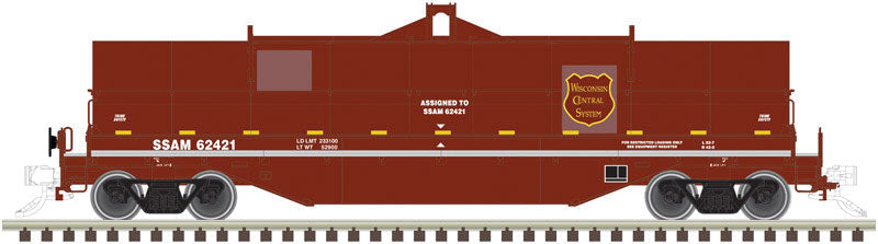 42' Coil Steel Car w/Fishbelly Side Sill - Ready to Run - Master(R) -- Wisconsin Central #62421 (maroon, yellow, Shield on Hood)